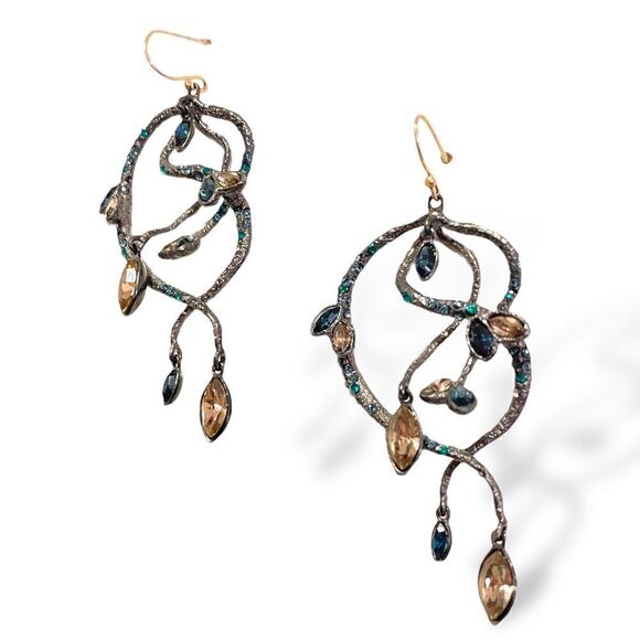 ALEXIS BITTAR Crystal Encrusted Statement Earrings - Picture 1 of 6